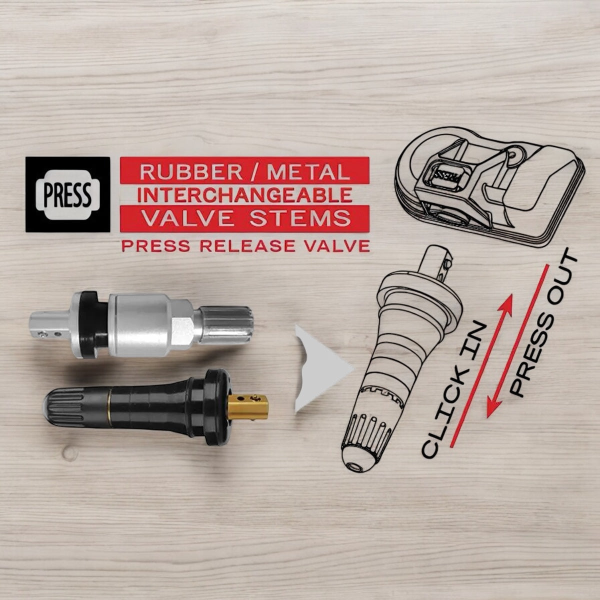 ADK SPOT TPMS MX-SENSOR w/ RUBBER VALVE STEM