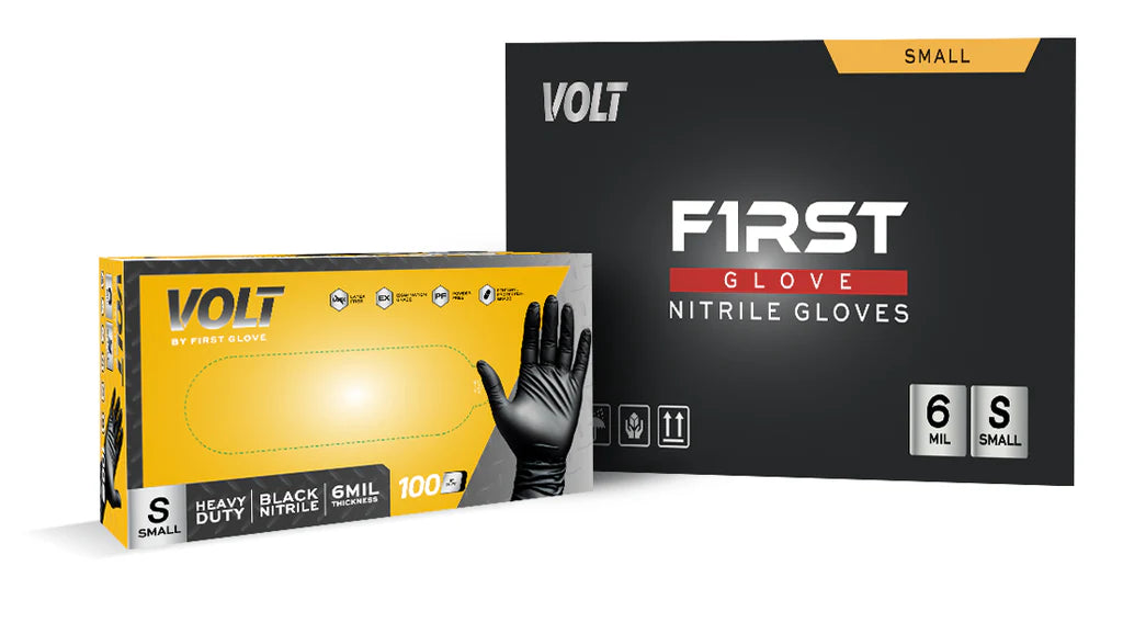 FIRST GLOVE VOLT 6 MIL BLACK NITRILE DISPOSABLE EXAM GLOVES