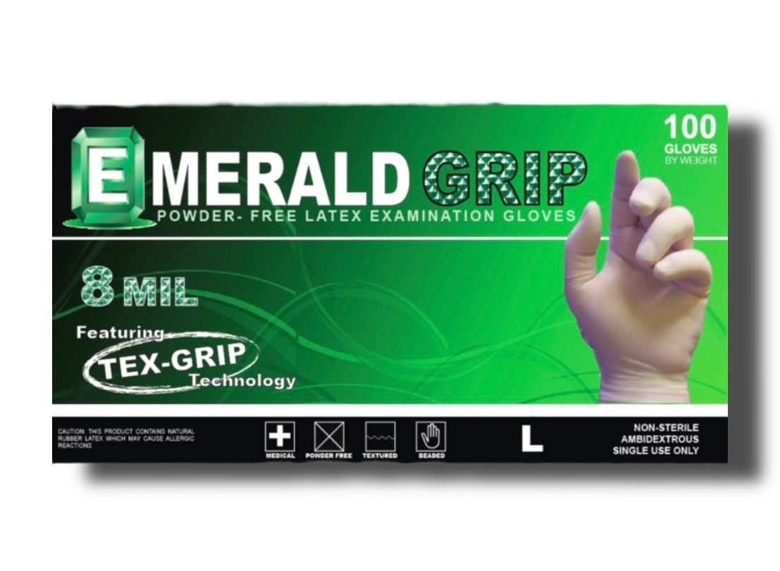 Emerald Grip High-Risk Latex Exam Gloves, 8-mil (100ct)