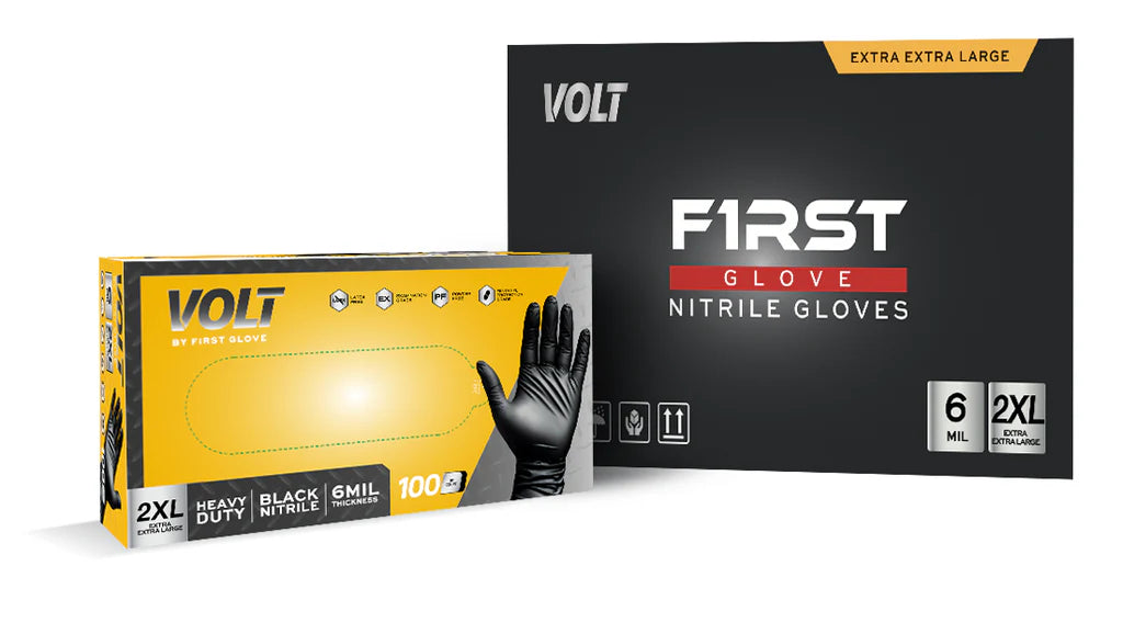 FIRST GLOVE VOLT 6 MIL BLACK NITRILE DISPOSABLE EXAM GLOVES